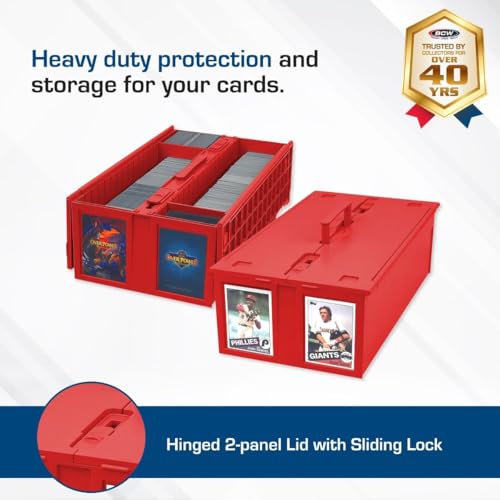 BCW Collectible Card Storage Bin - Holds 1,600 Cards, Stackable, Red, Single Pack
