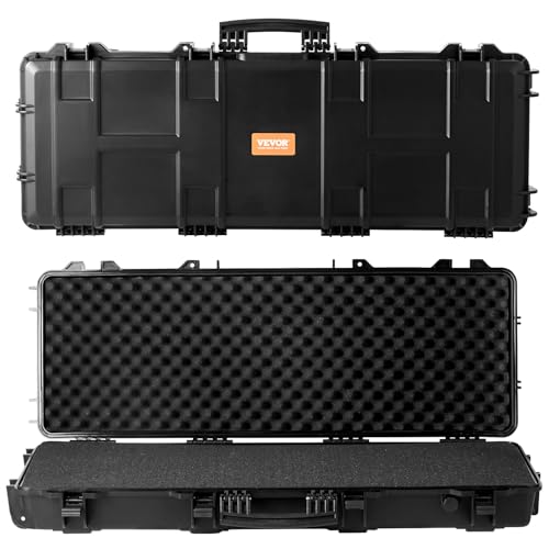 Hard Rifle Case with Wheels, Waterproof & Crushproof, 4-Layer Foam