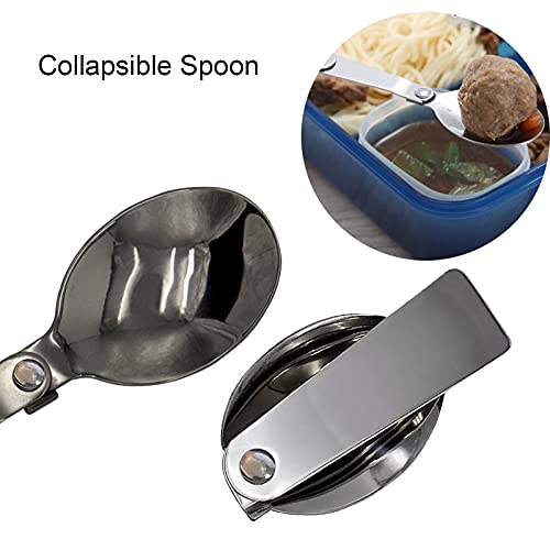 Foldable Fork and Spoon Set - Portable Travel Utensils - Silver