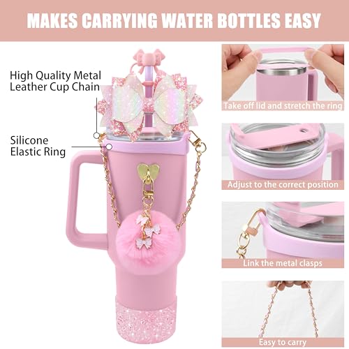 Bling Bow Tumbler Accessories Set for Stanley Cup - A1 Pink