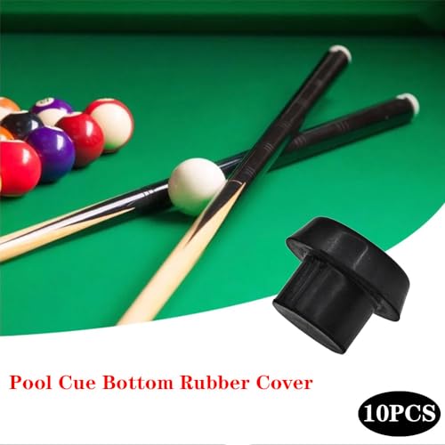 8 PCS Pool Cue Bottom Rubber Protective Plugs - Black Billiard Tail Covers