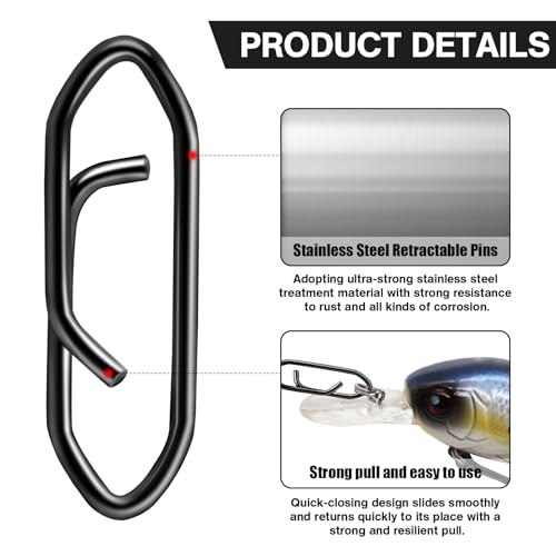 Medium Fishing Speed Clips - 50 Pcs Stainless Steel Quick Change Snaps