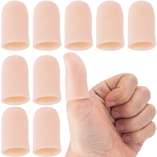 Gel Finger Cots - 10pcs Silicone Finger Covers, Small, Skin Colour