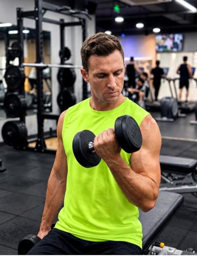 Men's Workout Sleeveless Tank Top Neon Yellow X-Large Quick Dry Athletic Gym Shirt