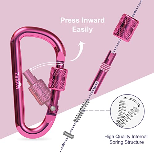 2-Inch Aluminum Carabiner Keychain - 6PCS Berry Pink