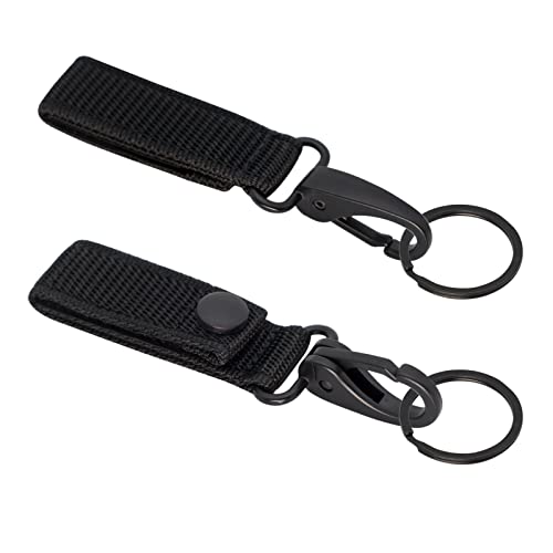 Dotacty Heavy Duty Belt Keeper Clip Key Holder with MOLLE Strap 2-Pack Black