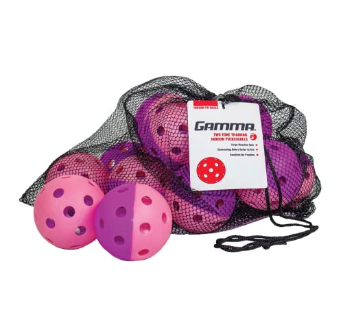 Gamma Two-Tone Indoor/Outdoor Training Pickleballs Purple/Pink 12 Pack - High Visibility