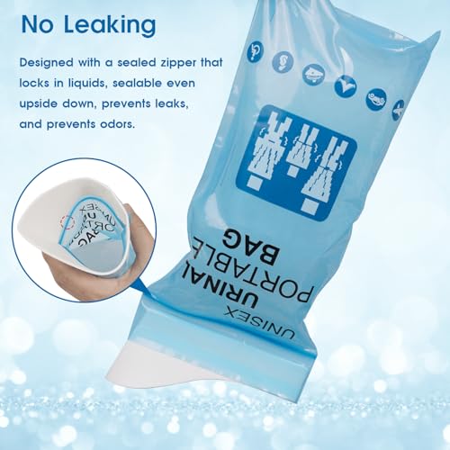 Portable Disposable Urine Bags with Absorbent Pad - Blue, 12 Count