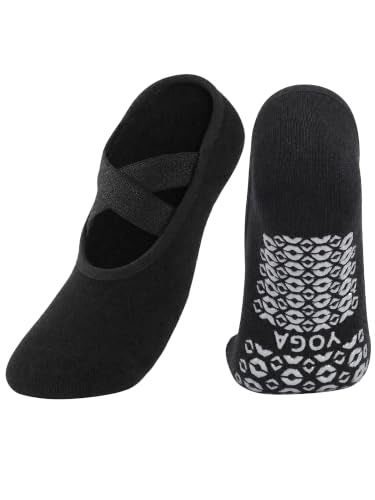 Non-Slip Grip Pilates Yoga Socks for Women - Black