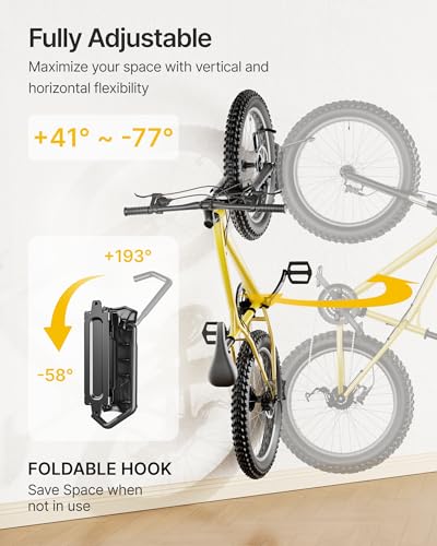 Swivel Bike Wall Mount for Fat Tire Bikes - 2 Pack, Holds 77lbs