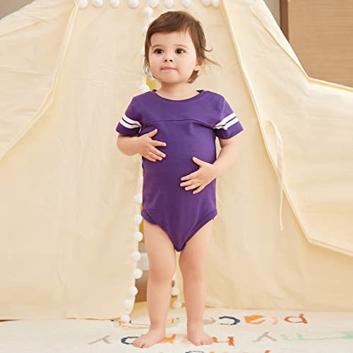 Customized Baby Football Jersey Romper - Purple, 0-3 Months