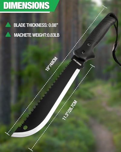 Mossy Oak 19-Inch Heavy Duty Machete with Saw & Sheath - Outdoor Survival Tool