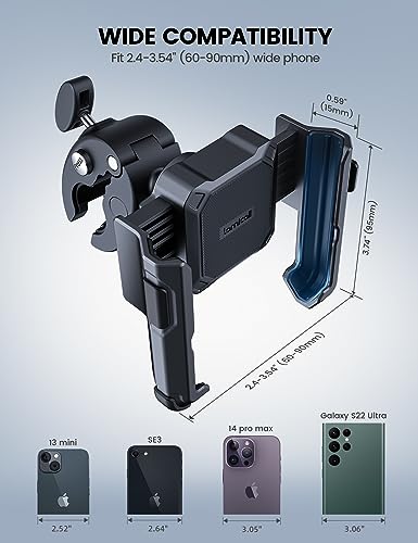 Motorcycle Phone Mount for 4.7-7" Phones, 360° Rotation, Easy Install