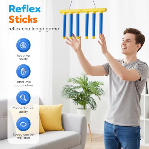 Reflex Sticks Game - Reaction Time Trainer with Adjustable Speed - Yellow