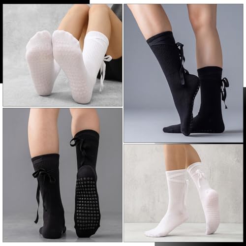 Non-Slip Ballet Barre Socks for Women - 4 Pair Set