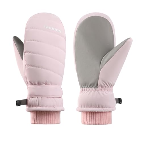 Winter Ski Mittens Gloves - Warm Waterproof - Pink, Medium