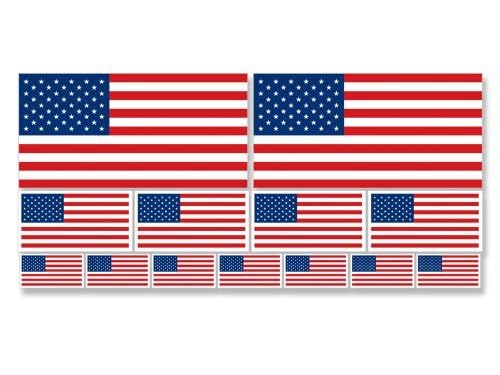USA Flag Stickers - Weather-Proof Vinyl Decals, 13 Pack