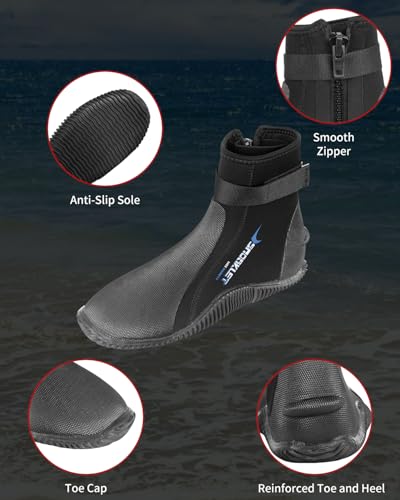 14 Women / 13 Men 3mm Neoprene Diving Boots with Anti-Slip Rubber Sole - JSNORKLET