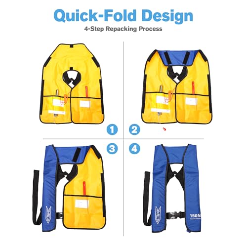 Samilalago Lightweight Automatic Inflatable Life Vest for Adults, Light Camouflage, 300 lb Limit