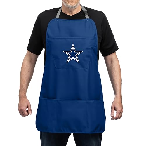 Dallas Cowboys Cooking Apron - Navy Blue, Adjustable Straps & Pockets