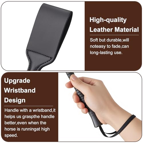 18-Inch Genuine Leather Riding Crop - Premium Horse Whip