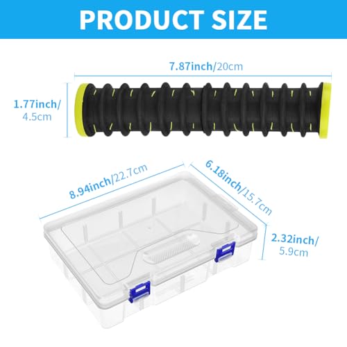 Loyanger Black 3-Piece Fishing Line Organizer Set with EVA Foam & Tackle Box