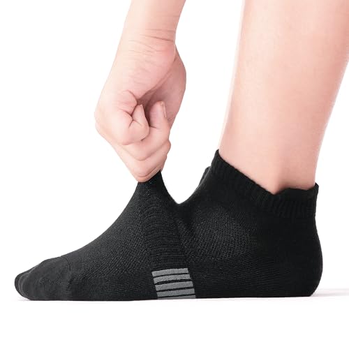 Athletic Ankle Socks for Women - 6 Pairs Black+White+Grey 6-11