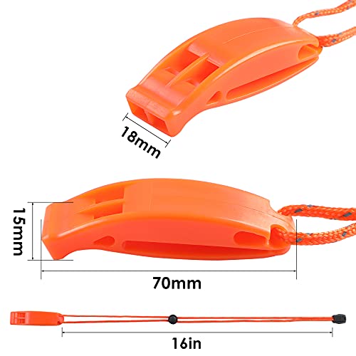 Emergency Survival Whistles - 6PCS Orange with Adjustable Lanyard