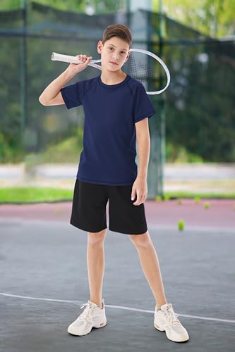 Boys' UPF 50+ Rash Guard Swim Shirt - Navy, 8-10 Years