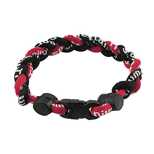 Three Braided Rope Tornado Bracelet - 8 Inch Sport Style - Black/Red
