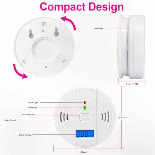 Carbon Monoxide Detectors, Battery Powered CO Alarm with LED Digital Display for Home,Depot £¨AA Battery not Included£©