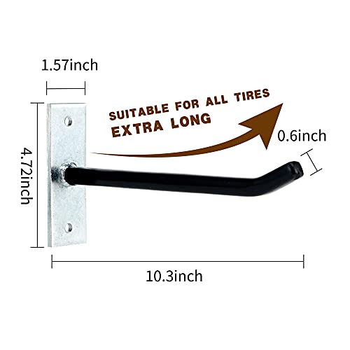 Sinoer 4PCS Garage Hooks Tire Storage System,Wall Mount Hooks with Metal Screws and Anchors - Tire/Rim Holder for Car £¬Black