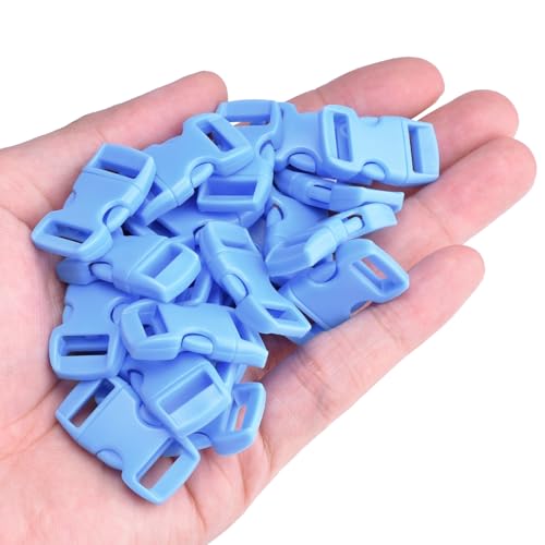 3/8 Inch Curved Side Release Buckles for Paracord Bracelets - 25 Pack Light Blue