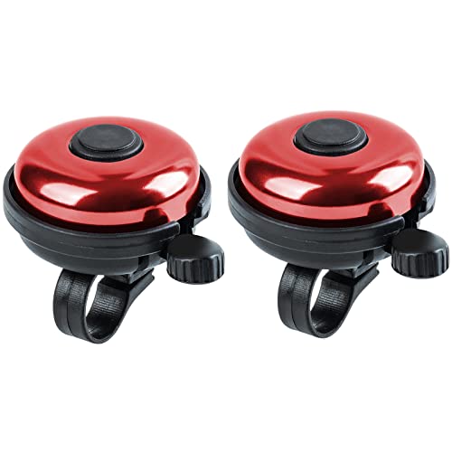 Loud Aluminum Bicycle Bell for Adults & Kids - Red, Right Hand Use - 2 Pack