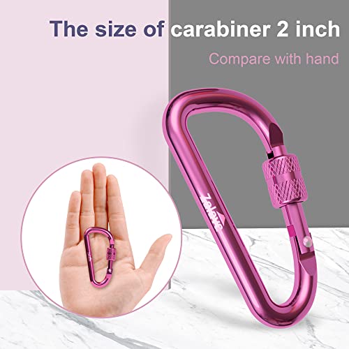 2-Inch Aluminum Carabiner Keychain - 6PCS Berry Pink