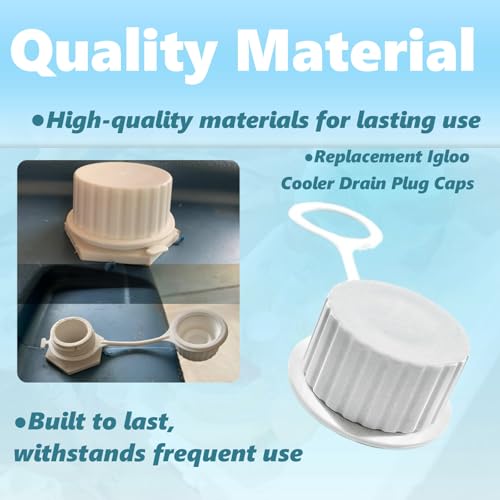 Threaded Drain Plug Cap with Tether - 2 Pack for Igloo Coolers