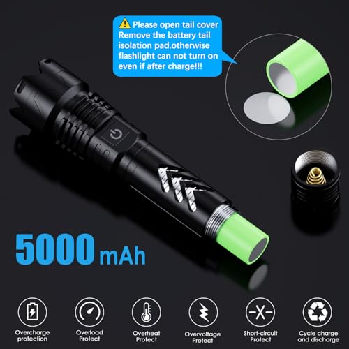 Alifa Flashlights High Lumens Rechargeable, 2Pack Rechargeable Flashlight, 990000lm Super Bright Flashlight, 5Mode Tactical Flashlights High Lumens, LED Flashlight High Powered,IP65Waterproof