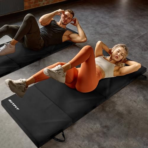 Folding Exercise Mat 2 Inch Thick - Black (3' x 6') | Gymnastics, Yoga, MMA