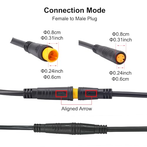 Ebike Extension Cable - Waterproof 3 Pin Female to Male Connector