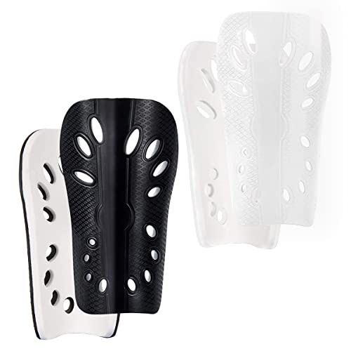 Youth Soccer Shin Guards for Kids - Black & White, Size S