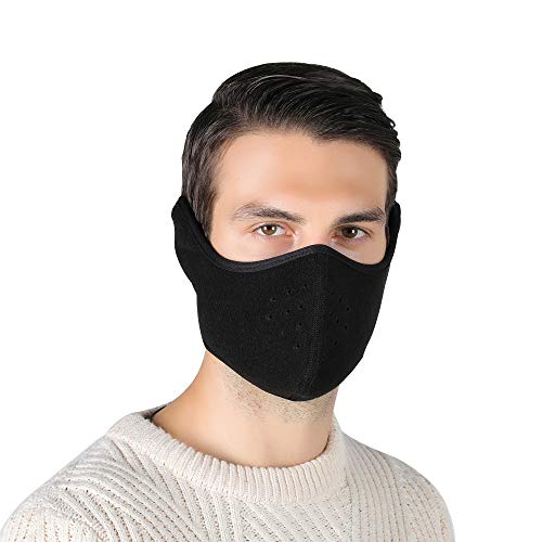 Unisex Winter Ski Mask with Earmuffs - Black - Preemie to 18 Years