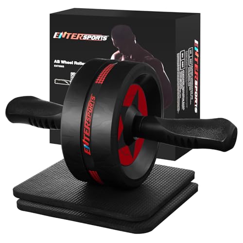 Ab Roller Wheel for Core Strength Training - Red with Knee Pads