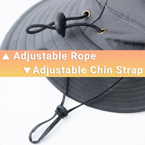 Sun Bucket Hat with Neck Flap - Dark Gray Fishing Hat