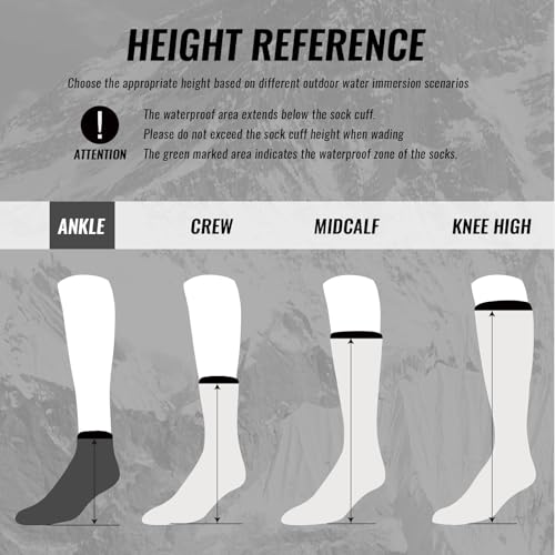 LEAKDRY Small Blue-Black Waterproof Hiking Socks - Unisex 3-Layer Windproof Breathable Outdoor Gear