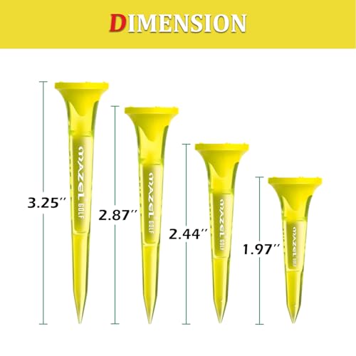 Transparent Plastic Golf Tees - 8 Pack, Enhanced Durability & Stability - Yellow