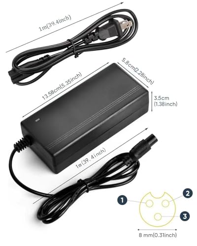 42V 2A Electric Scooter Charger - 3-Prong Power Adapter