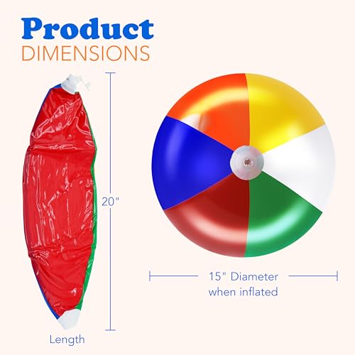 4E's Novelty Beach Balls [3 Pack] 20" Inflatable for Kids - Pool