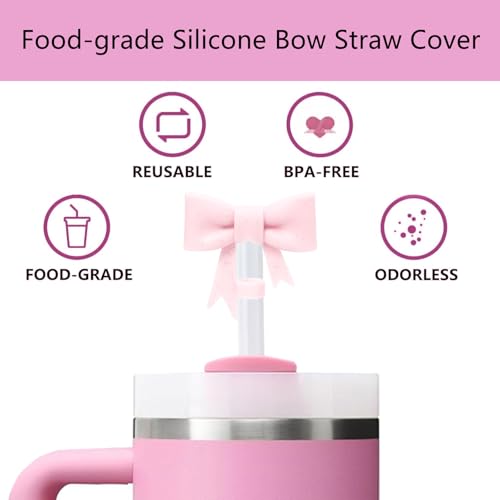 Cup Accessories Set for Stanley Quencher H2.0 Tumbler - Glitter Pink