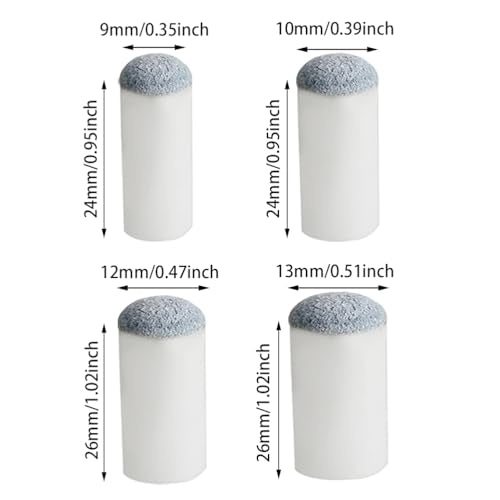 40pcs Slip-On Billiard Cue Tips Replacement - 9mm to 13mm Sizes