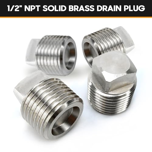 HAPDEN 316 Stainless Steel Boat Drain Plugs 1/2in NPT, 4 Pack, Silver